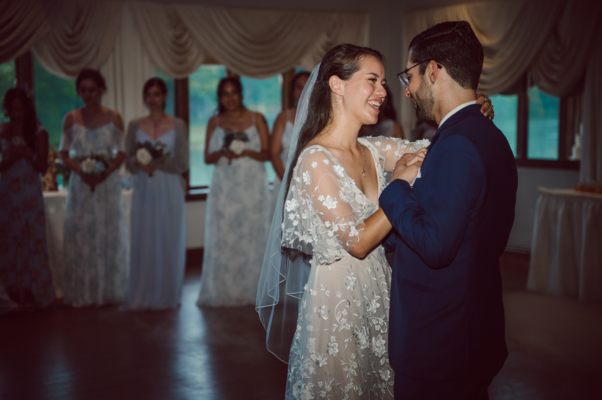 These two dancers, passionate lovers got married on a hot humid day at Auletto Caterers in Deptford NJ. Even though it was hot & humid Nina and Hector were all smiles as well as their family during the family portrait time. Wedding couple's and families that listens to you and does everything you ask them to even though the weather and environment can be tough are the BEST kind of clients! Nina and Hector were that best ideal clients, they from day one left all control regarding photo to me, did not question or have concerns. Knowing that you have this full trust and control on the wedding day makes you want to give your 100% and more. Nina and Hector are one of my top ideal clients and their wedding day photos are living proof of it. Nina and Hector's wedding day was combined of casual, mess, chaos, laughters, chill, emotional and passionate love for dancing. This was my first time at Auletto Caterers and in this part of NJ and this wedding venue in Deptford NJ was a pleasant surprise. It was full of secret locations for photos, garden, little pond where I played around with reflections, peacocks, waterfall and lavender field! Plus kind people to work with. Nina and Hector's July wedding at Auletto Caterers NJ captured by Karis from Hey Karis NY, NJ, Brooklyn, Hudson Valley and Catskills Wedding and Elopement Photographer.